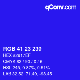 Color code: RGB 41 23 239 | qconv.com