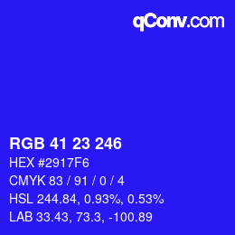 Color code: RGB 41 23 246 | qconv.com