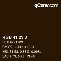 カラーコード: RGB 41 23 3 | qconv.com
