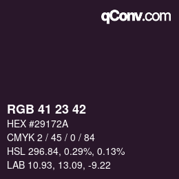 カラーコード: RGB 41 23 42 | qconv.com