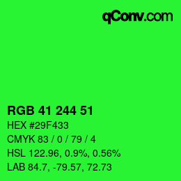 Color code: RGB 41 244 51 | qconv.com