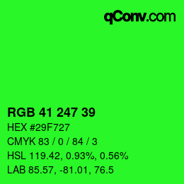 Color code: RGB 41 247 39 | qconv.com