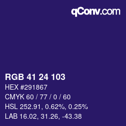 Color code: RGB 41 24 103 | qconv.com