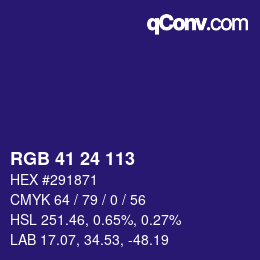 Color code: RGB 41 24 113 | qconv.com