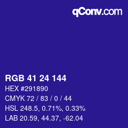 カラーコード: RGB 41 24 144 | qconv.com