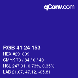 Color code: RGB 41 24 153 | qconv.com