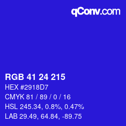 颜色代码: RGB 41 24 215 | qconv.com