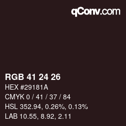 Color code: RGB 41 24 26 | qconv.com
