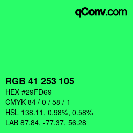 Color code: RGB 41 253 105 | qconv.com