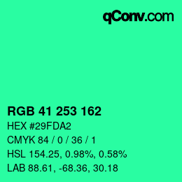 Color code: RGB 41 253 162 | qconv.com