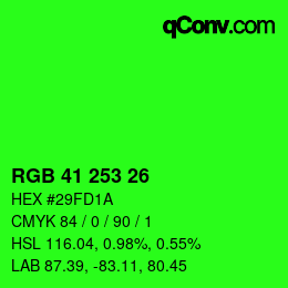カラーコード: RGB 41 253 26 | qconv.com