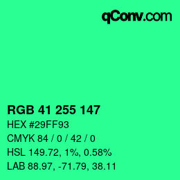Color code: RGB 41 255 147 | qconv.com