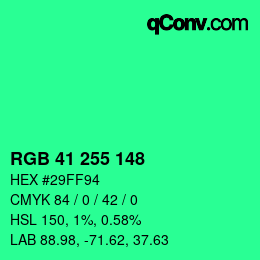 Color code: RGB 41 255 148 | qconv.com