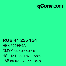 Color code: RGB 41 255 154 | qconv.com