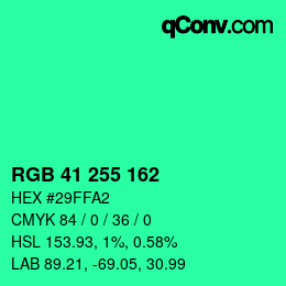 Color code: RGB 41 255 162 | qconv.com