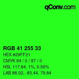 Color code: RGB 41 255 33 | qconv.com