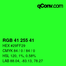 Color code: RGB 41 255 41 | qconv.com