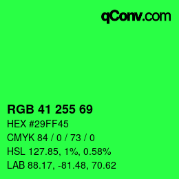 Color code: RGB 41 255 69 | qconv.com