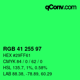 Color code: RGB 41 255 97 | qconv.com