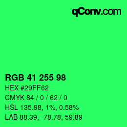 Color code: RGB 41 255 98 | qconv.com