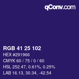 Color code: RGB 41 25 102 | qconv.com