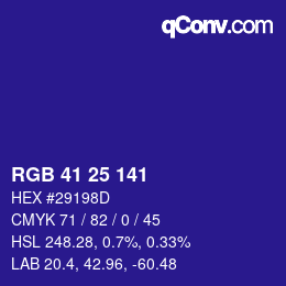 Color code: RGB 41 25 141 | qconv.com