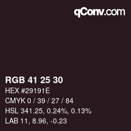 Color code: RGB 41 25 30 | qconv.com