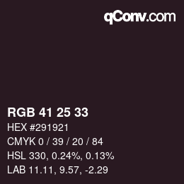 Color code: RGB 41 25 33 | qconv.com