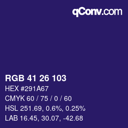 Color code: RGB 41 26 103 | qconv.com