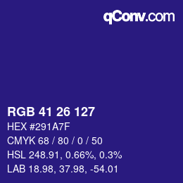 Color code: RGB 41 26 127 | qconv.com