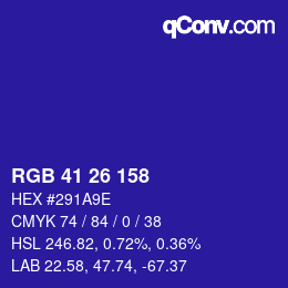 Color code: RGB 41 26 158 | qconv.com
