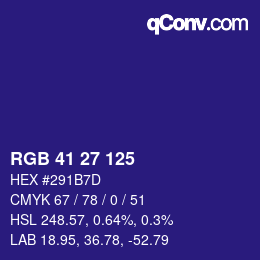 Color code: RGB 41 27 125 | qconv.com