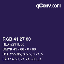 Color code: RGB 41 27 80 | qconv.com