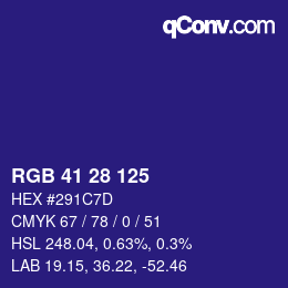 Color code: RGB 41 28 125 | qconv.com