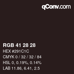 Code couleur: RGB 41 28 28 | qconv.com