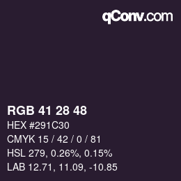Color code: RGB 41 28 48 | qconv.com
