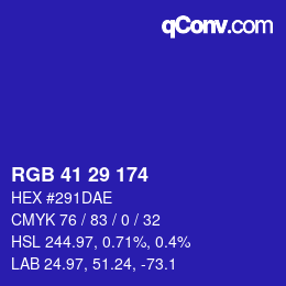 Color code: RGB 41 29 174 | qconv.com