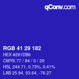 Color code: RGB 41 29 182 | qconv.com