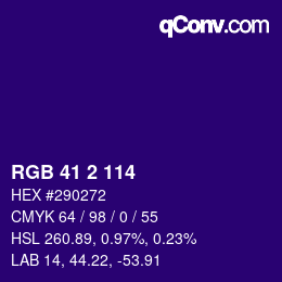 カラーコード: RGB 41 2 114 | qconv.com
