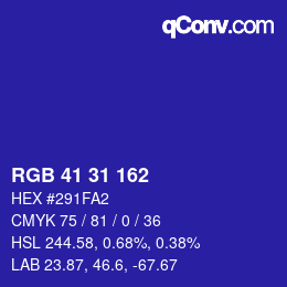 Color code: RGB 41 31 162 | qconv.com