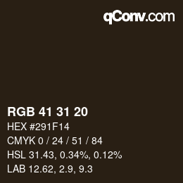 Color code: RGB 41 31 20 | qconv.com