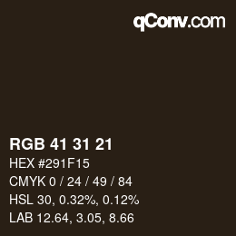 Farbcode: RGB 41 31 21 | qconv.com