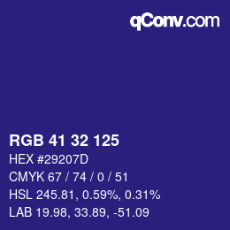 Color code: RGB 41 32 125 | qconv.com