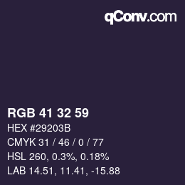 カラーコード: RGB 41 32 59 | qconv.com