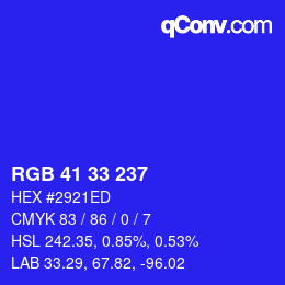 カラーコード: RGB 41 33 237 | qconv.com