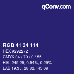 Color code: RGB 41 34 114 | qconv.com