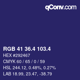 カラーコード: RGB 41 36.4 103.4 | qconv.com
