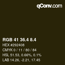 カラーコード: RGB 41 36.4 8.4 | qconv.com