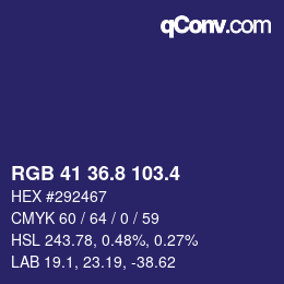 カラーコード: RGB 41 36.8 103.4 | qconv.com