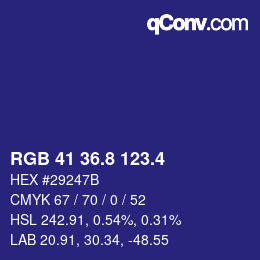 カラーコード: RGB 41 36.8 123.4 | qconv.com